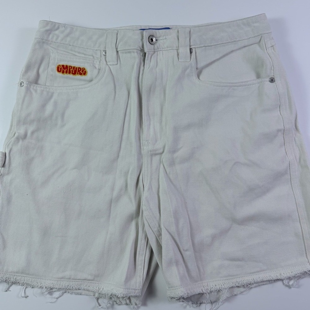 Empyre Mens Long Shorts White Carpenter Denim Raw Hem Skate Grudge Size 32
